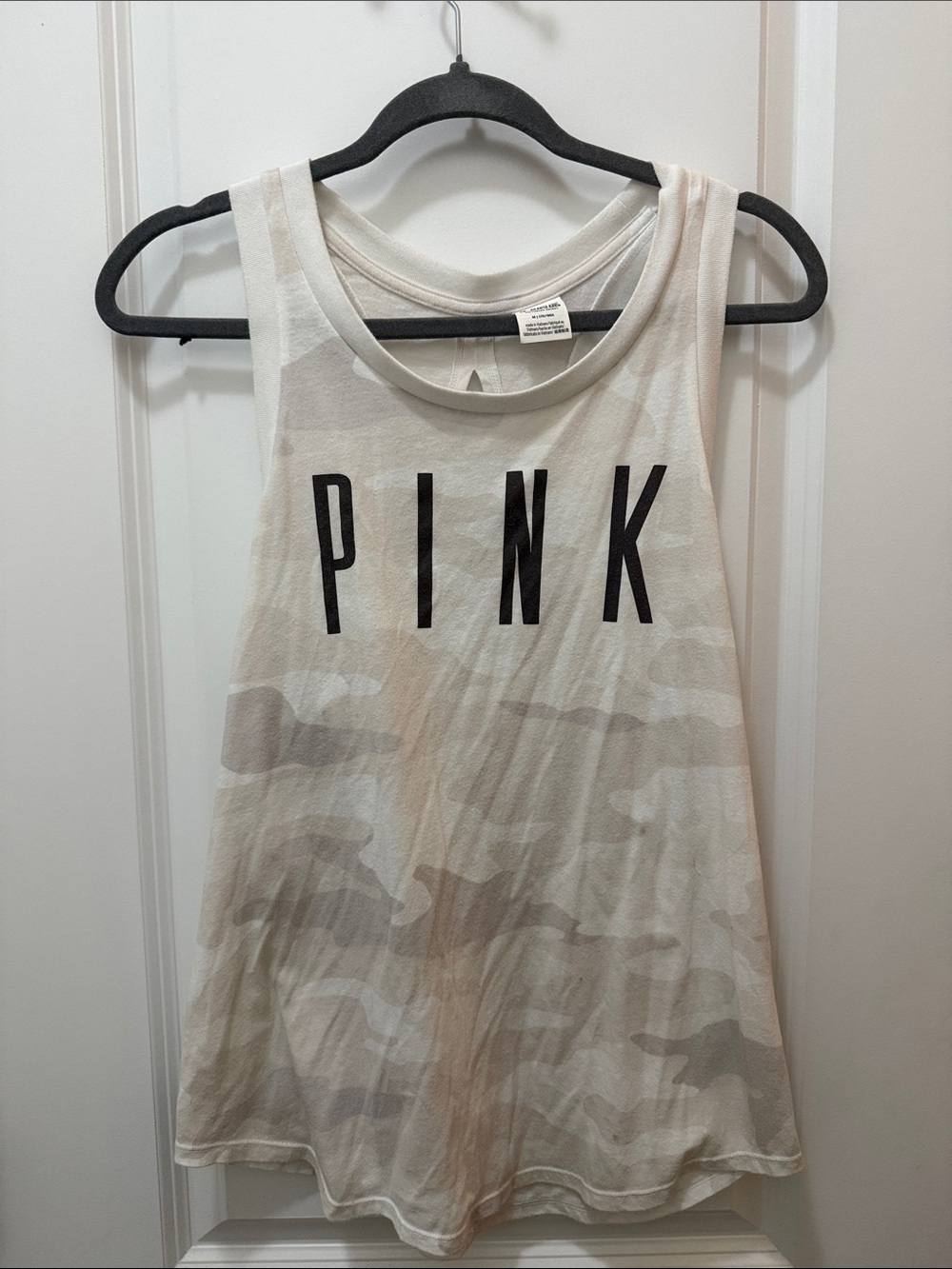 PINK Victoria's Secret Cream Camo Logo Tank Top
